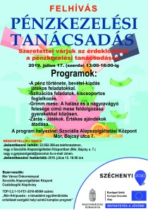 FELHÍVÁS - PÉNZKEZELÉSI TANÁCSADÁS