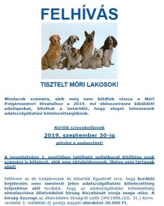 Felhívás-ebösszeírás!