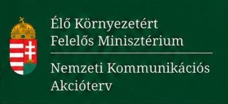 Magyarország címere mellett Élő Környezetért Felelős Minisztérium és Nemzeti Kommunikációs Akcióterv feliratok